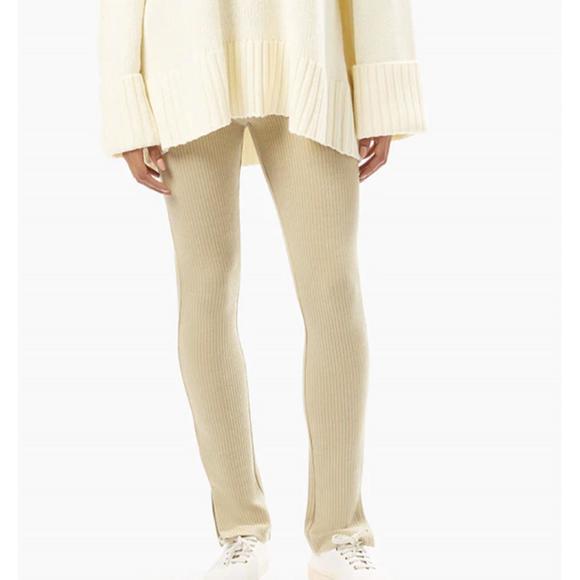 NEW WE WORE WHAT oat ribbed flare pants in oat - Picture 2 of 6